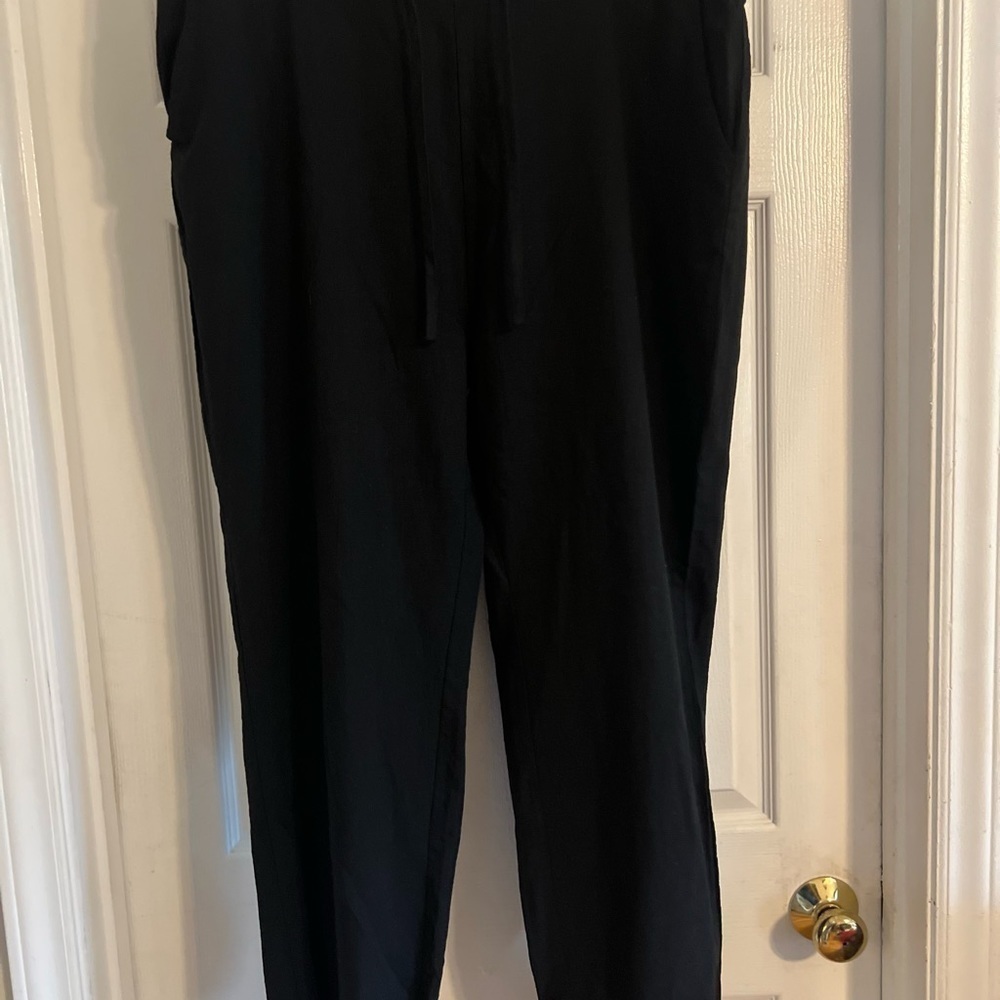 2X adjustable waist band,fitted ankle,black 85% cotton 15% linen trousers NWOT - Picture 6 of 7
